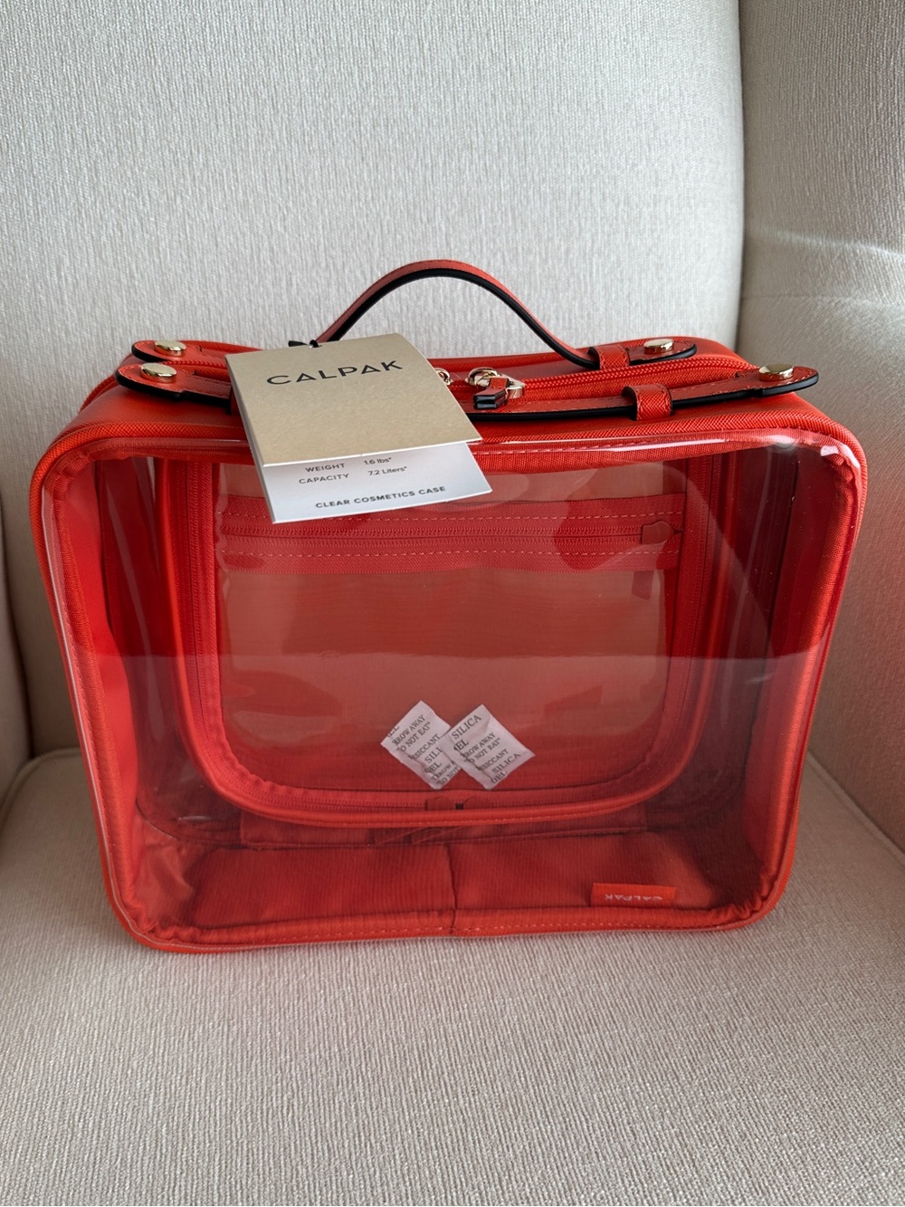 CALPAK LARGE COSMETICS CASE NWT LIMITED EDITION IN PAPAYA